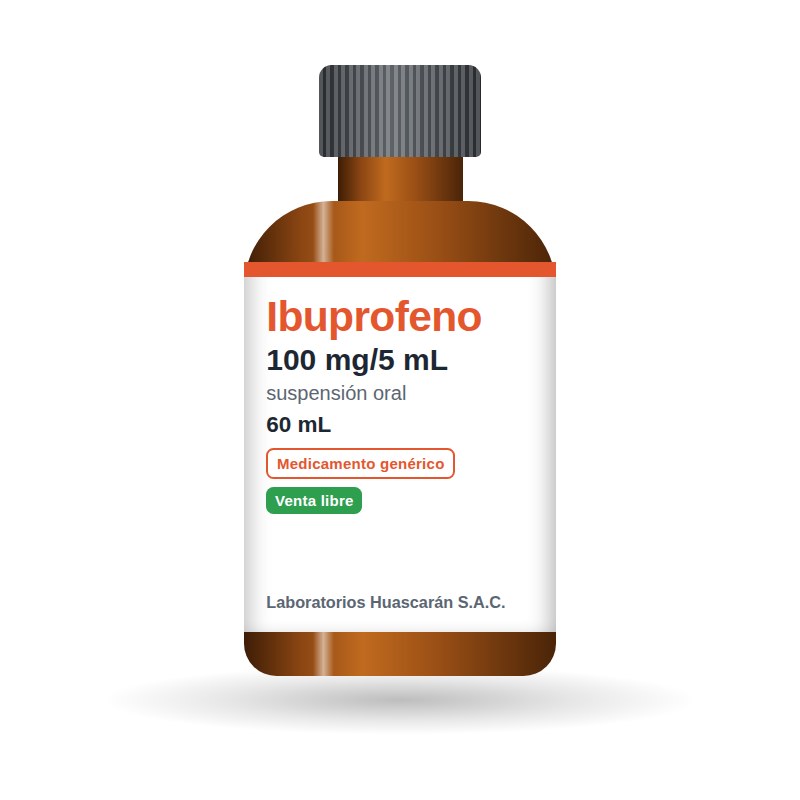 Ibuprofeno 100 mg/5 mL suspensión frasco 60 mL