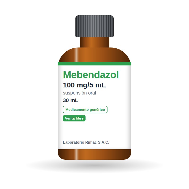 Mebendazol 100 mg/5 mL suspensión frasco 30 mL