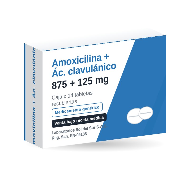 Amoxicilina + ácido clavulánico 875/125 mg tableta
